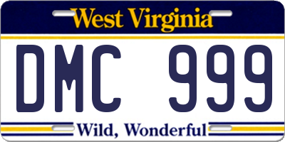 WV license plate DMC999