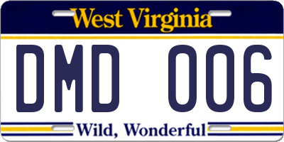 WV license plate DMD006
