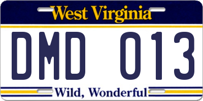 WV license plate DMD013