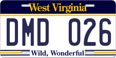 WV license plate DMD026