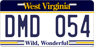 WV license plate DMD054