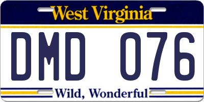 WV license plate DMD076