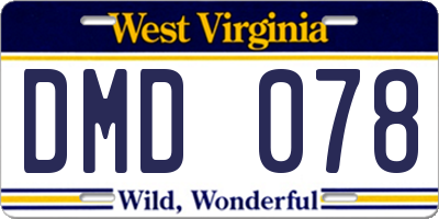 WV license plate DMD078