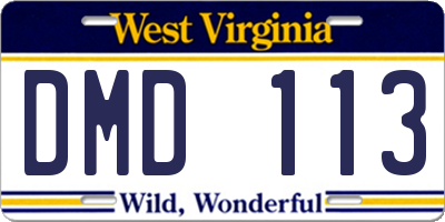 WV license plate DMD113