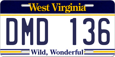 WV license plate DMD136
