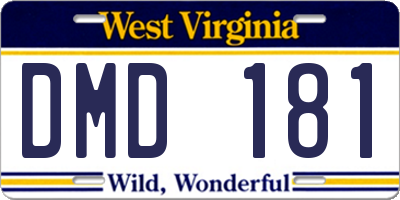 WV license plate DMD181