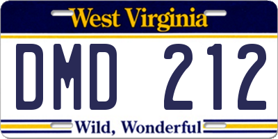 WV license plate DMD212