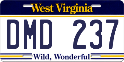 WV license plate DMD237