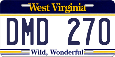 WV license plate DMD270