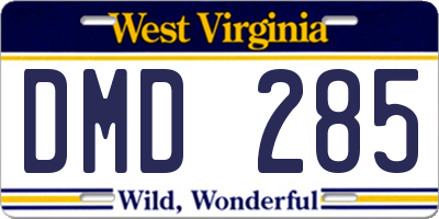 WV license plate DMD285
