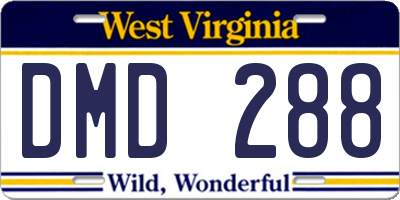 WV license plate DMD288