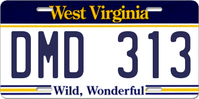WV license plate DMD313