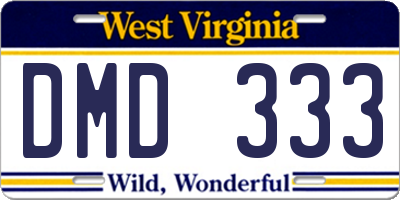 WV license plate DMD333
