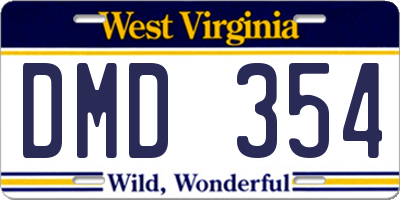 WV license plate DMD354