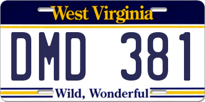 WV license plate DMD381