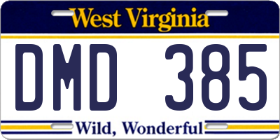 WV license plate DMD385