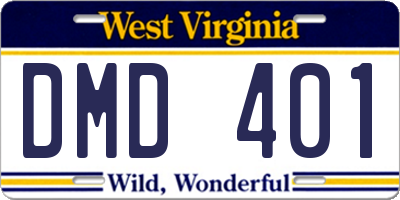 WV license plate DMD401