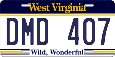 WV license plate DMD407