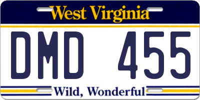 WV license plate DMD455