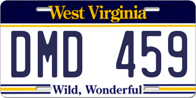 WV license plate DMD459