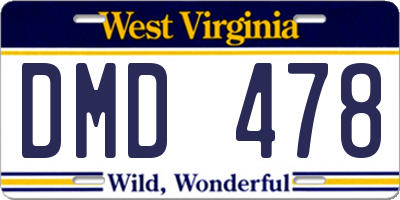 WV license plate DMD478