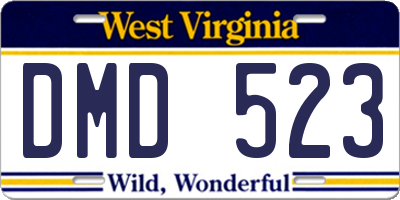 WV license plate DMD523