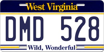 WV license plate DMD528