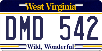 WV license plate DMD542