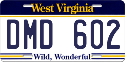 WV license plate DMD602