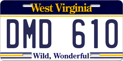 WV license plate DMD610