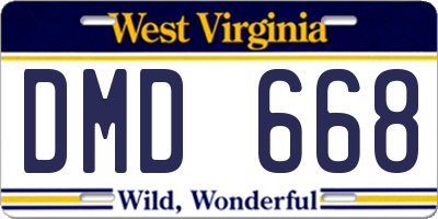 WV license plate DMD668