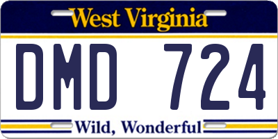 WV license plate DMD724