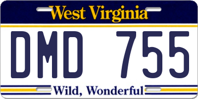 WV license plate DMD755