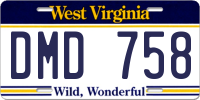 WV license plate DMD758