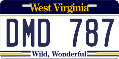 WV license plate DMD787
