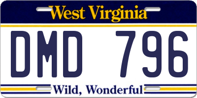 WV license plate DMD796
