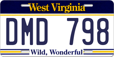WV license plate DMD798