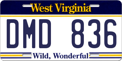 WV license plate DMD836