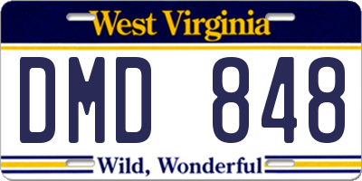 WV license plate DMD848