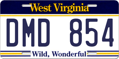 WV license plate DMD854