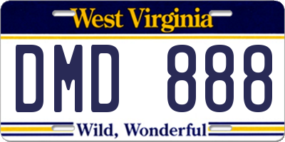 WV license plate DMD888