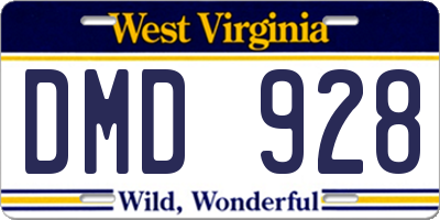 WV license plate DMD928