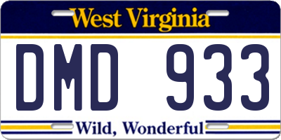 WV license plate DMD933