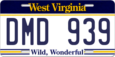 WV license plate DMD939