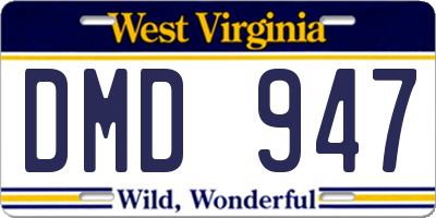 WV license plate DMD947