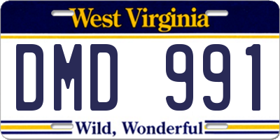 WV license plate DMD991
