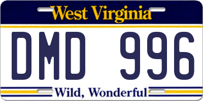 WV license plate DMD996