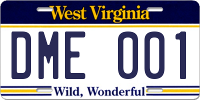 WV license plate DME001