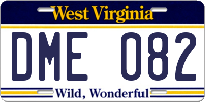 WV license plate DME082