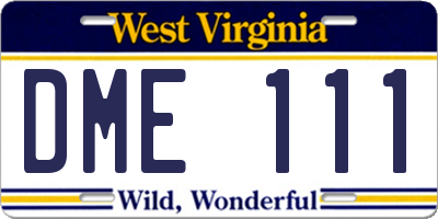 WV license plate DME111